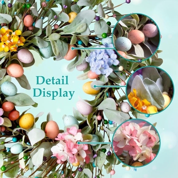 Spring Floral Easter Wreath - Picture 2 of 5